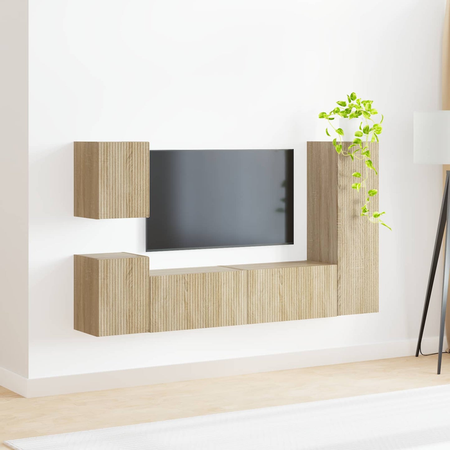 TV-Schrankset Wandmontiert 4 pcs Sonoma-Eiche Holzwerkstoff