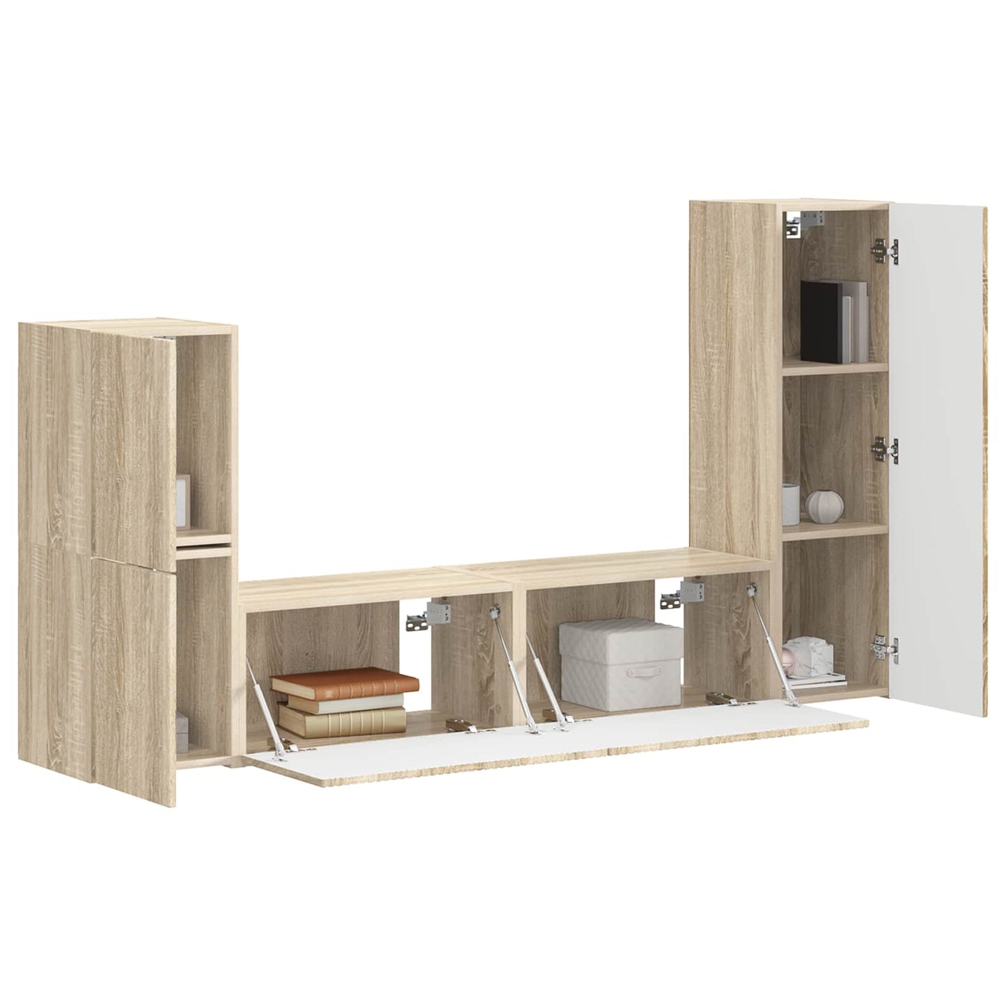 TV-Schrankset Wandmontiert 4 pcs Sonoma-Eiche Holzwerkstoff