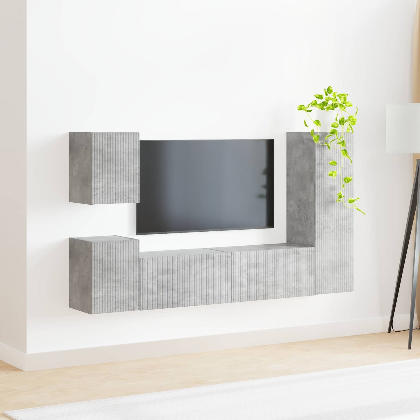 TV-Schrankset Wandmontiert 4 pcs Beton Grau Holzwerkstoff