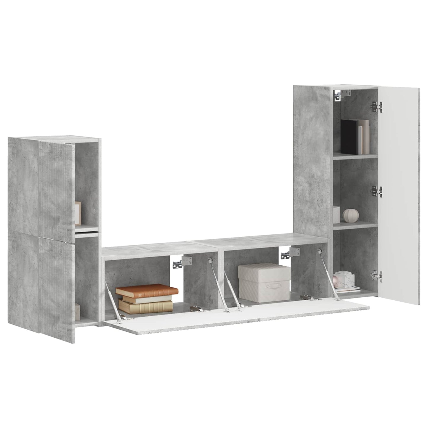 TV-Schrankset Wandmontiert 4 pcs Beton Grau Holzwerkstoff