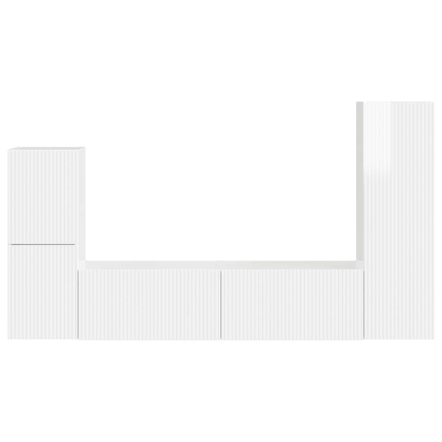 TV-Schrankset Wandmontiert 4 pcs Hochglanz Weiß Holzwerkstoff