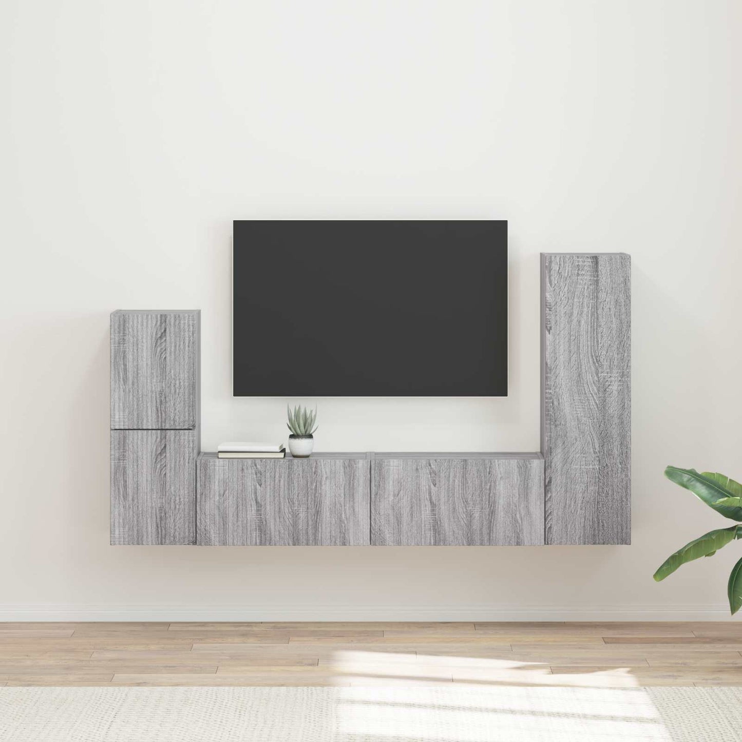 TV-Schrankset Wandmontiert 4 pcs Graues Sonoma Holzwerkstoff