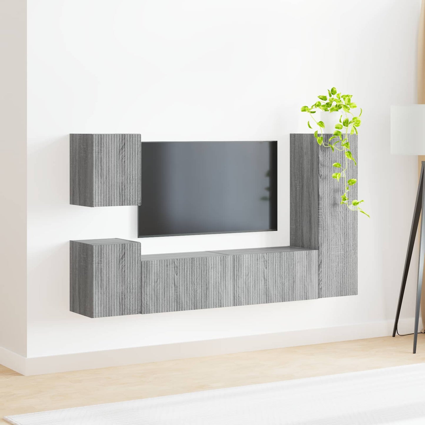 TV-Schrankset Wandmontiert 4 pcs Graues Sonoma Holzwerkstoff