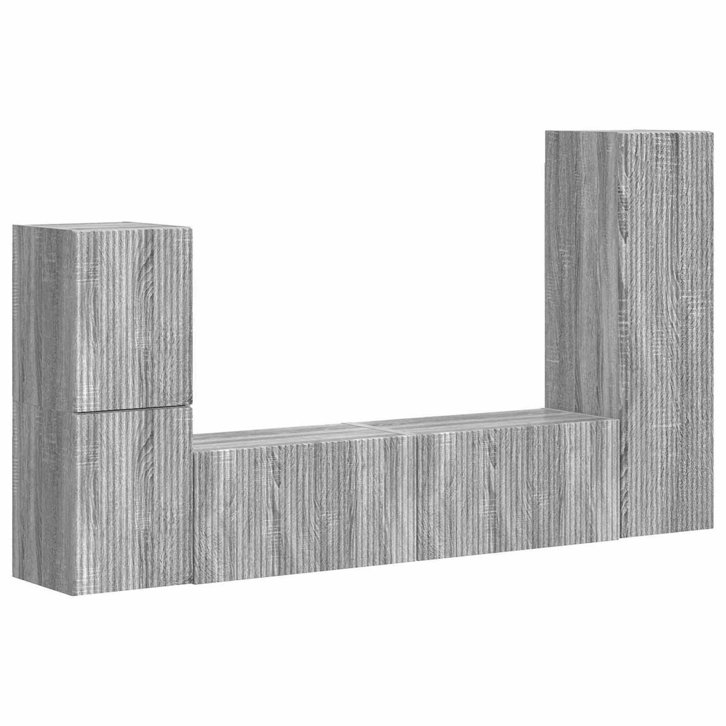 TV-Schrankset Wandmontiert 4 pcs Graues Sonoma Holzwerkstoff