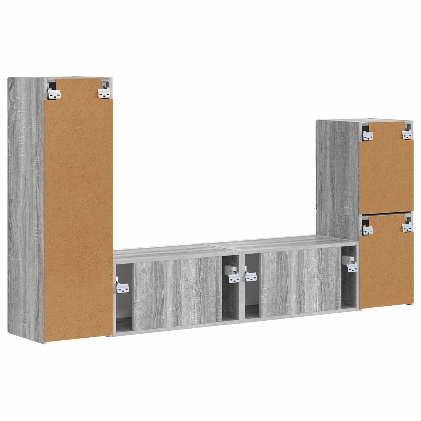 TV-Schrankset Wandmontiert 4 pcs Graues Sonoma Holzwerkstoff