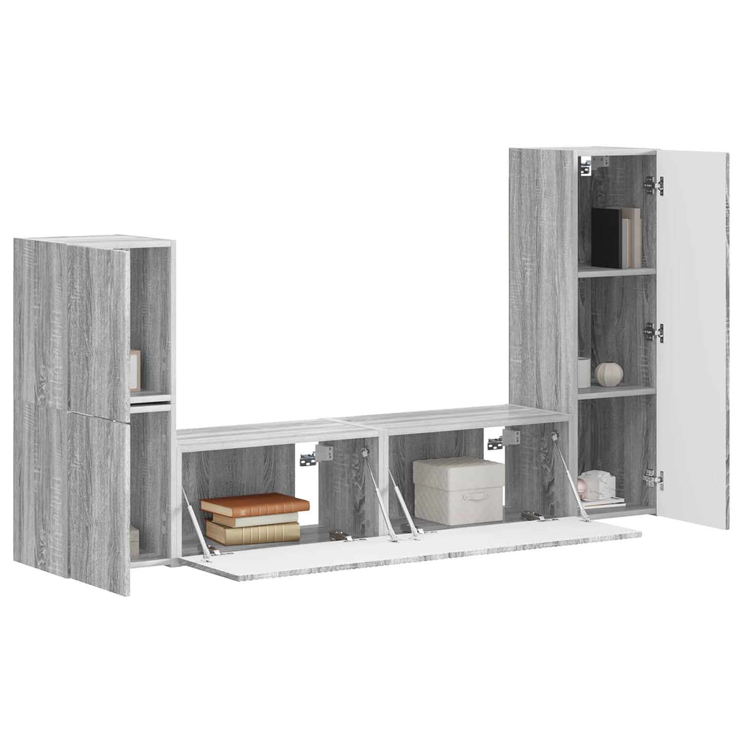 TV-Schrankset Wandmontiert 4 pcs Graues Sonoma Holzwerkstoff