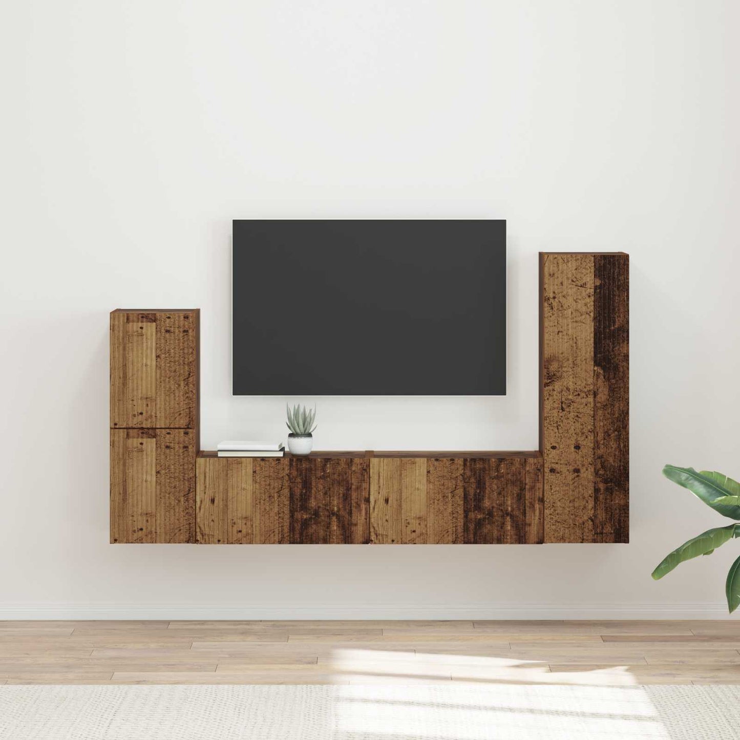 TV-Schrankset Wandmontiert 4 pcs Altholz Holzwerkstoff