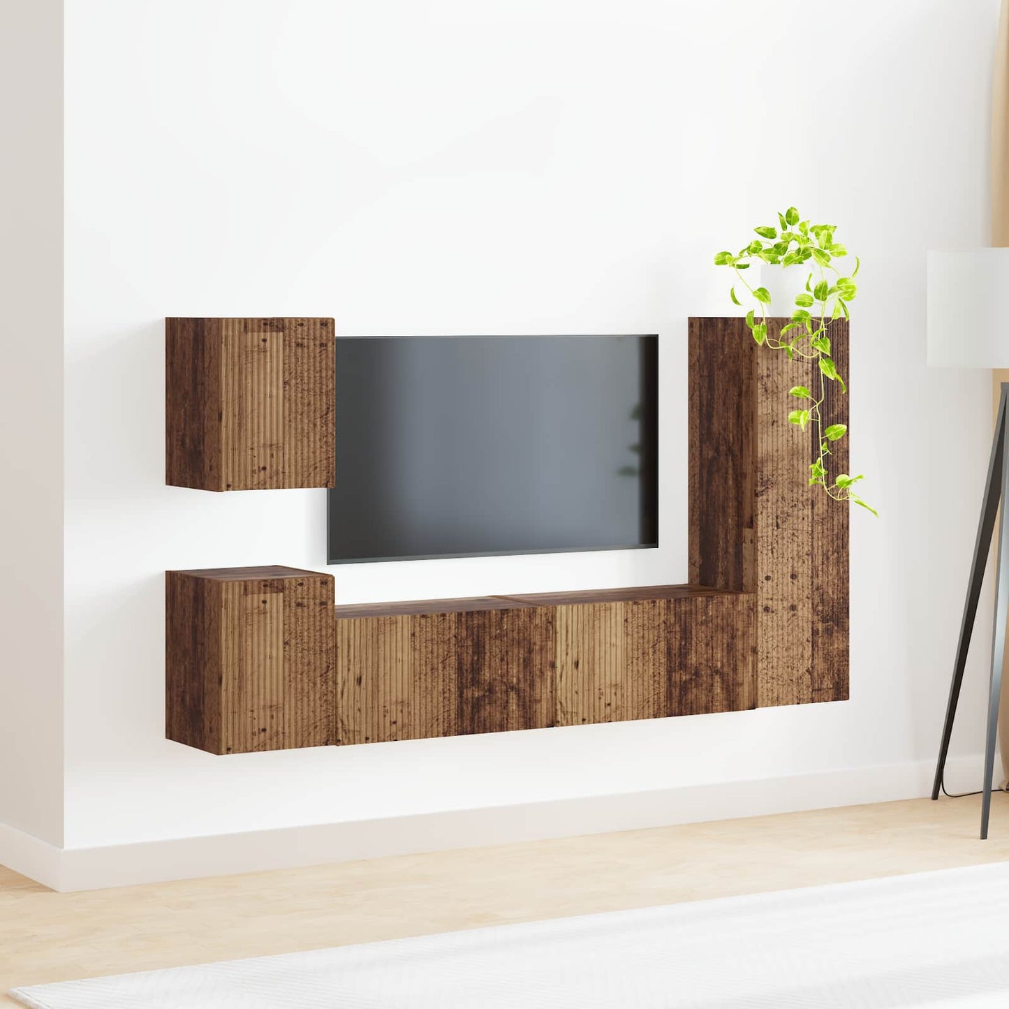 TV-Schrankset Wandmontiert 4 pcs Altholz Holzwerkstoff