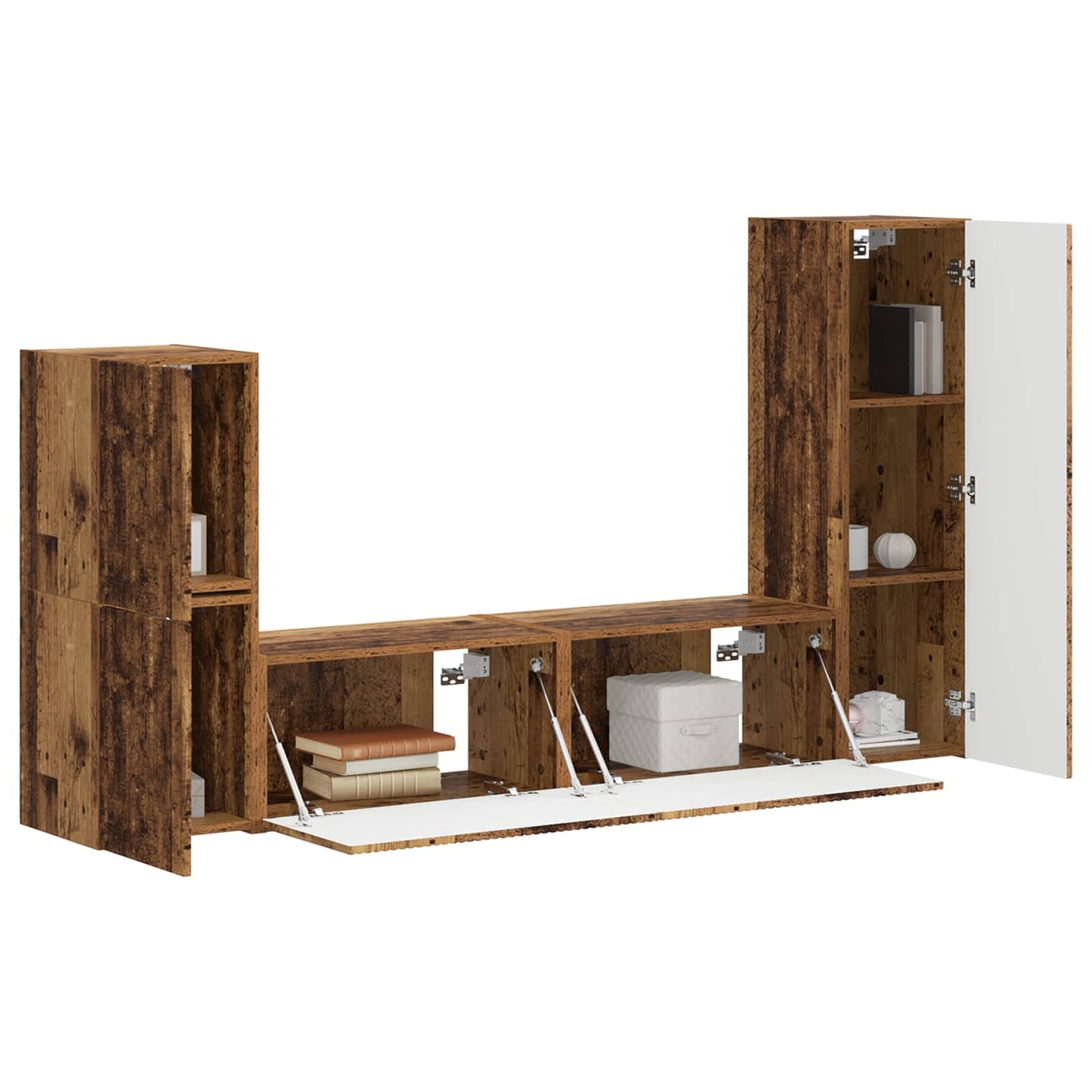 TV-Schrankset Wandmontiert 4 pcs Altholz Holzwerkstoff