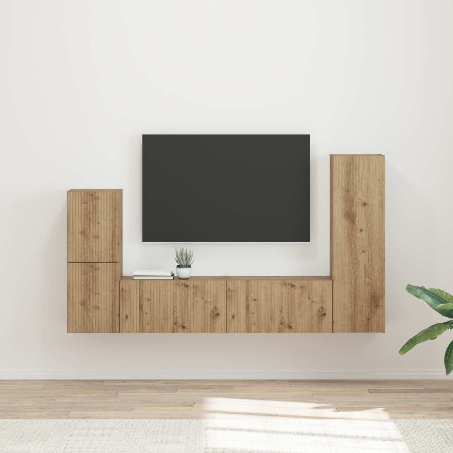TV-Schrankset Wandmontiert 4 pcs Artisan-Eiche Holzwerkstoff