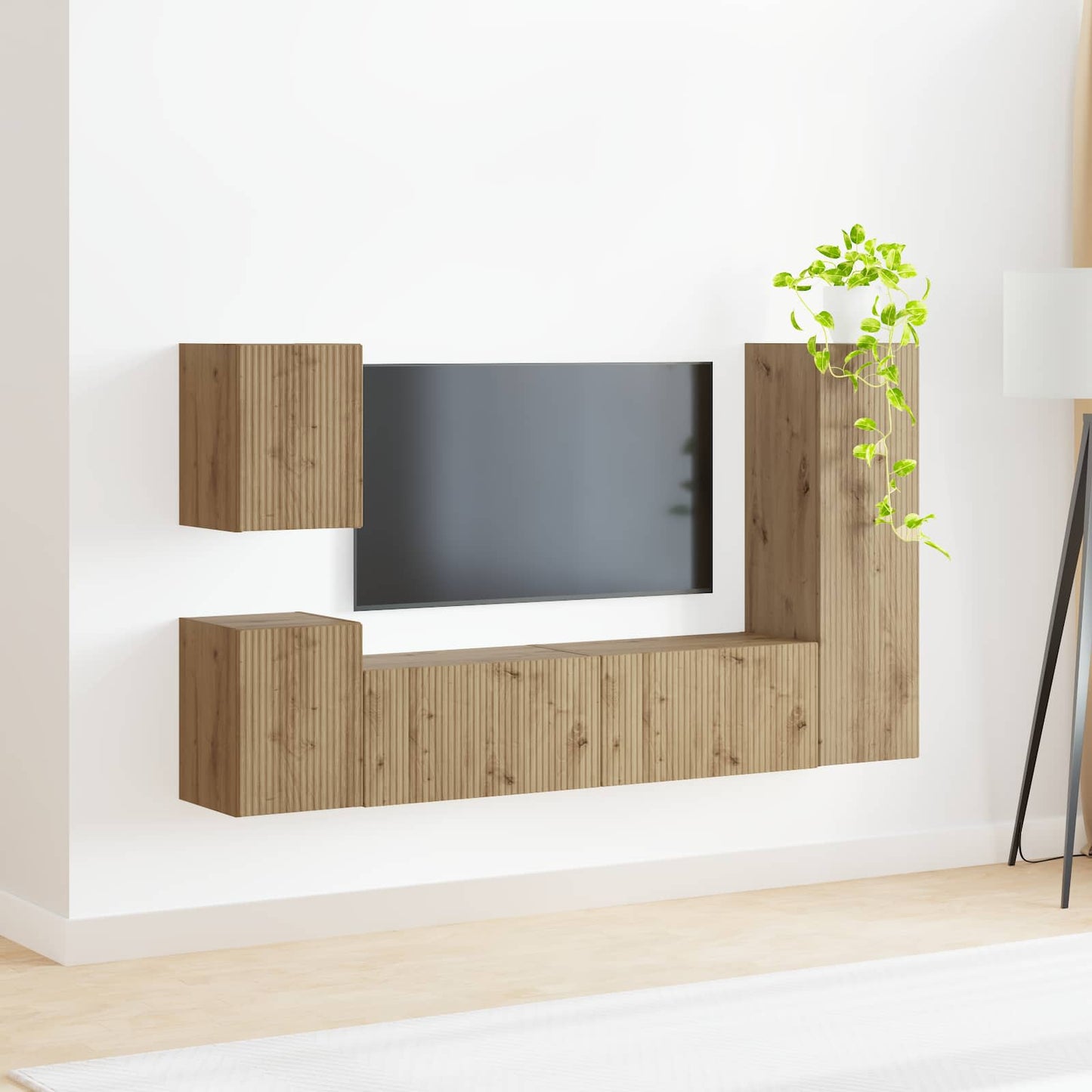 TV-Schrankset Wandmontiert 4 pcs Artisan-Eiche Holzwerkstoff