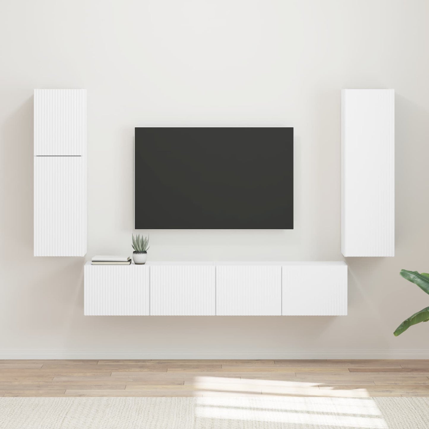 TV-Schrankset Wandmontiert 4 pcs Weiß Holzwerkstoff