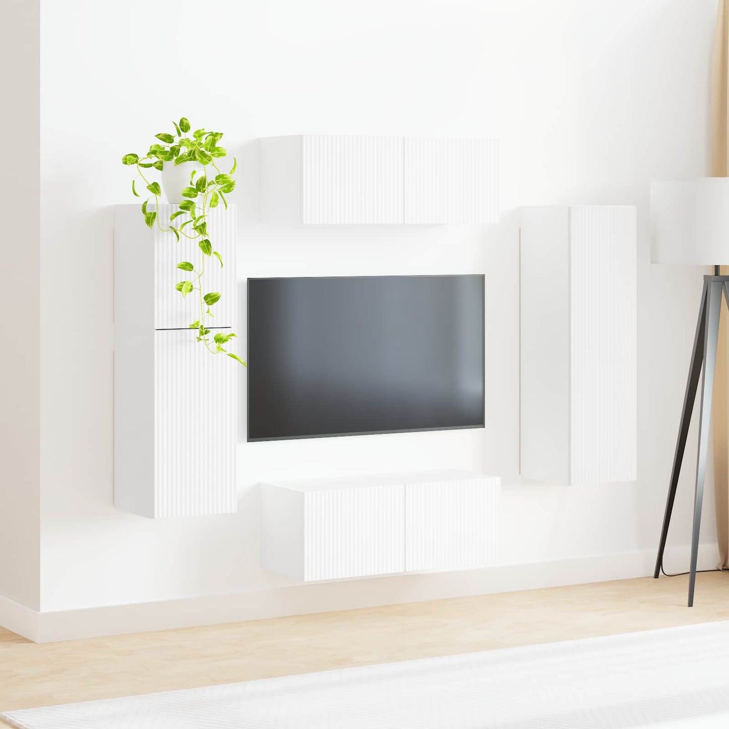 TV-Schrankset Wandmontiert 4 pcs Weiß Holzwerkstoff