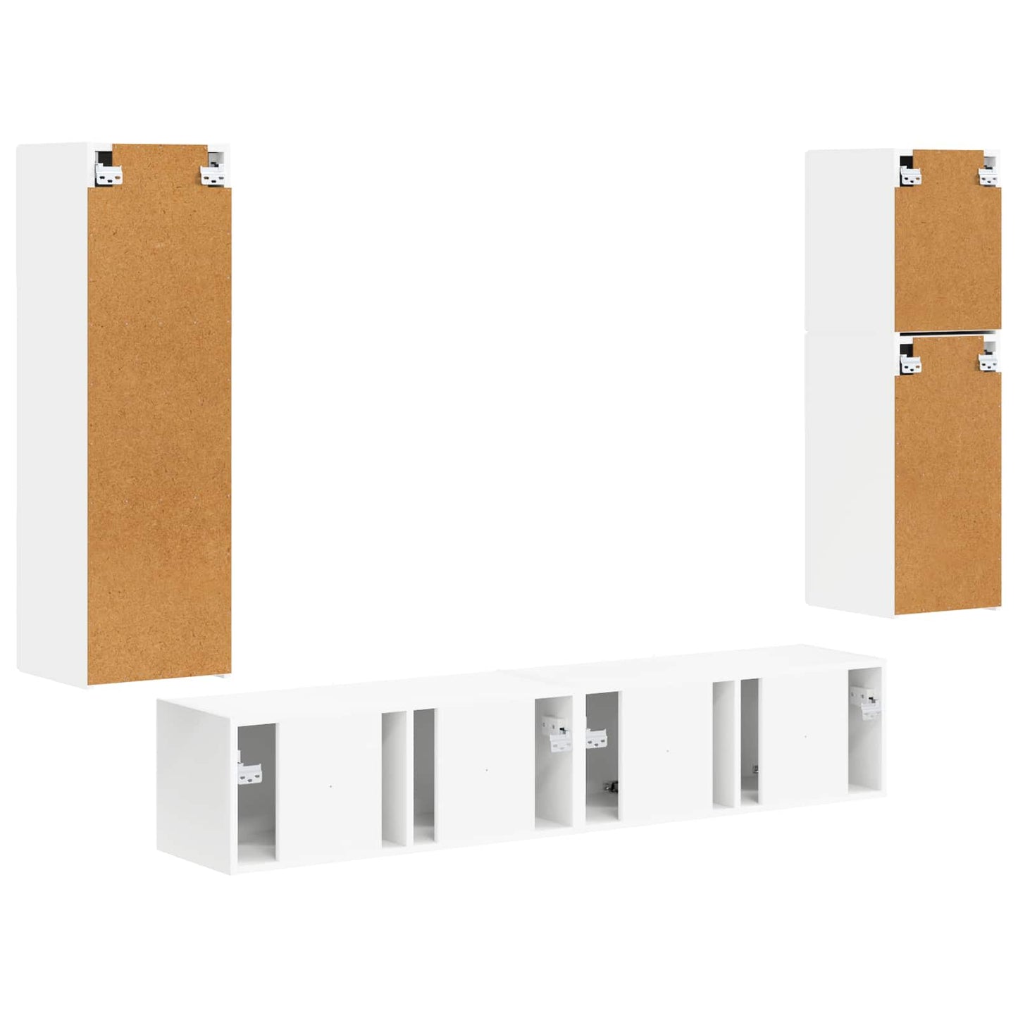 TV-Schrankset Wandmontiert 4 pcs Weiß Holzwerkstoff