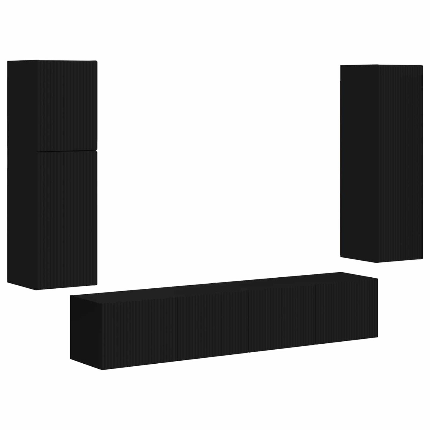 TV-Schrankset Wandmontiert 4 pcs Schwarz Holzwerkstoff