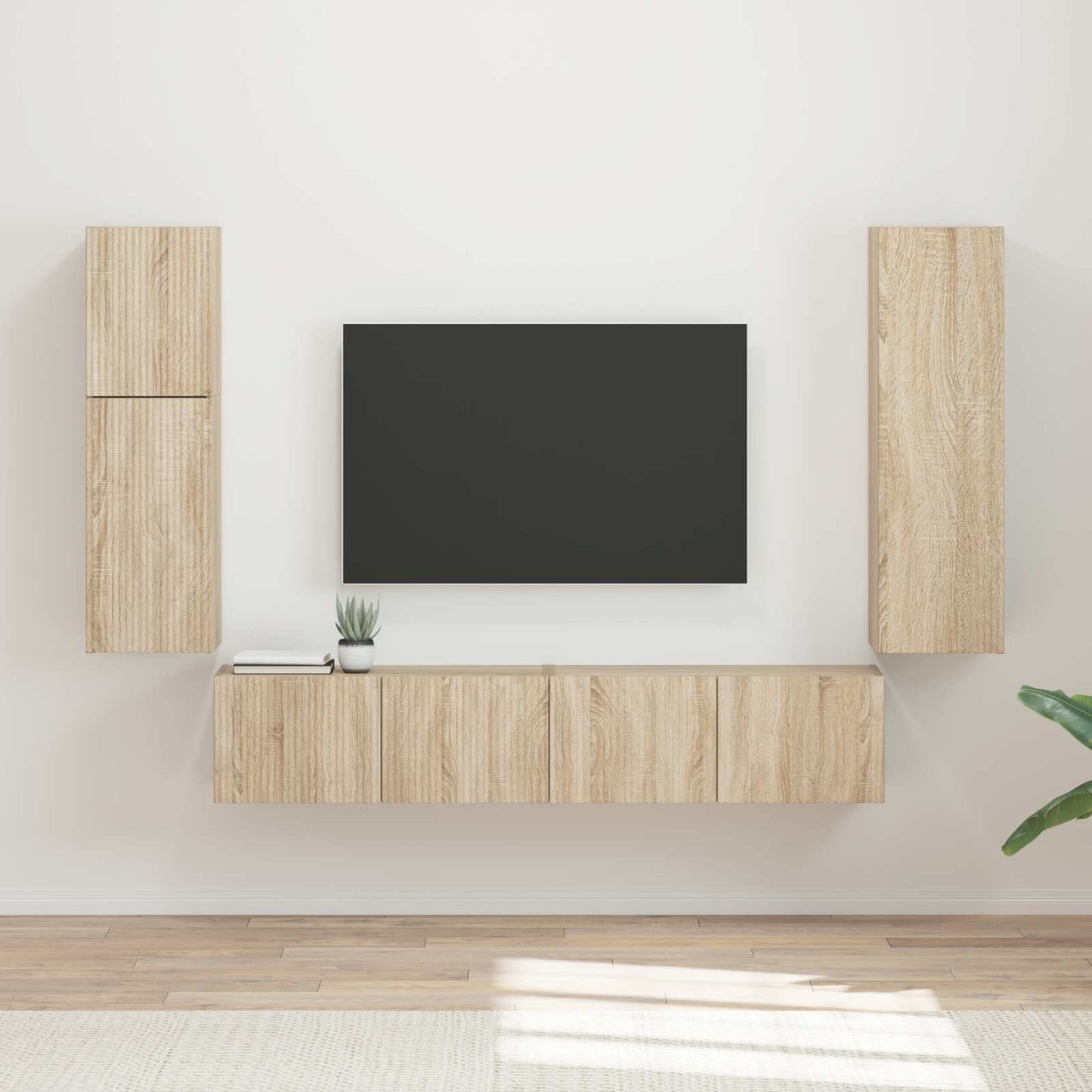 TV-Schrankset Wandmontiert 4 pcs Sonoma-Eiche Holzwerkstoff