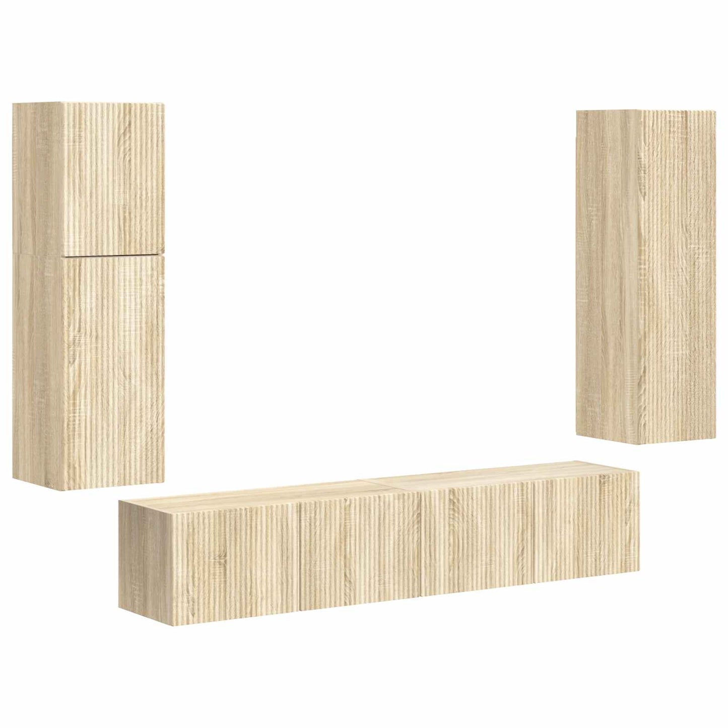 TV-Schrankset Wandmontiert 4 pcs Sonoma-Eiche Holzwerkstoff