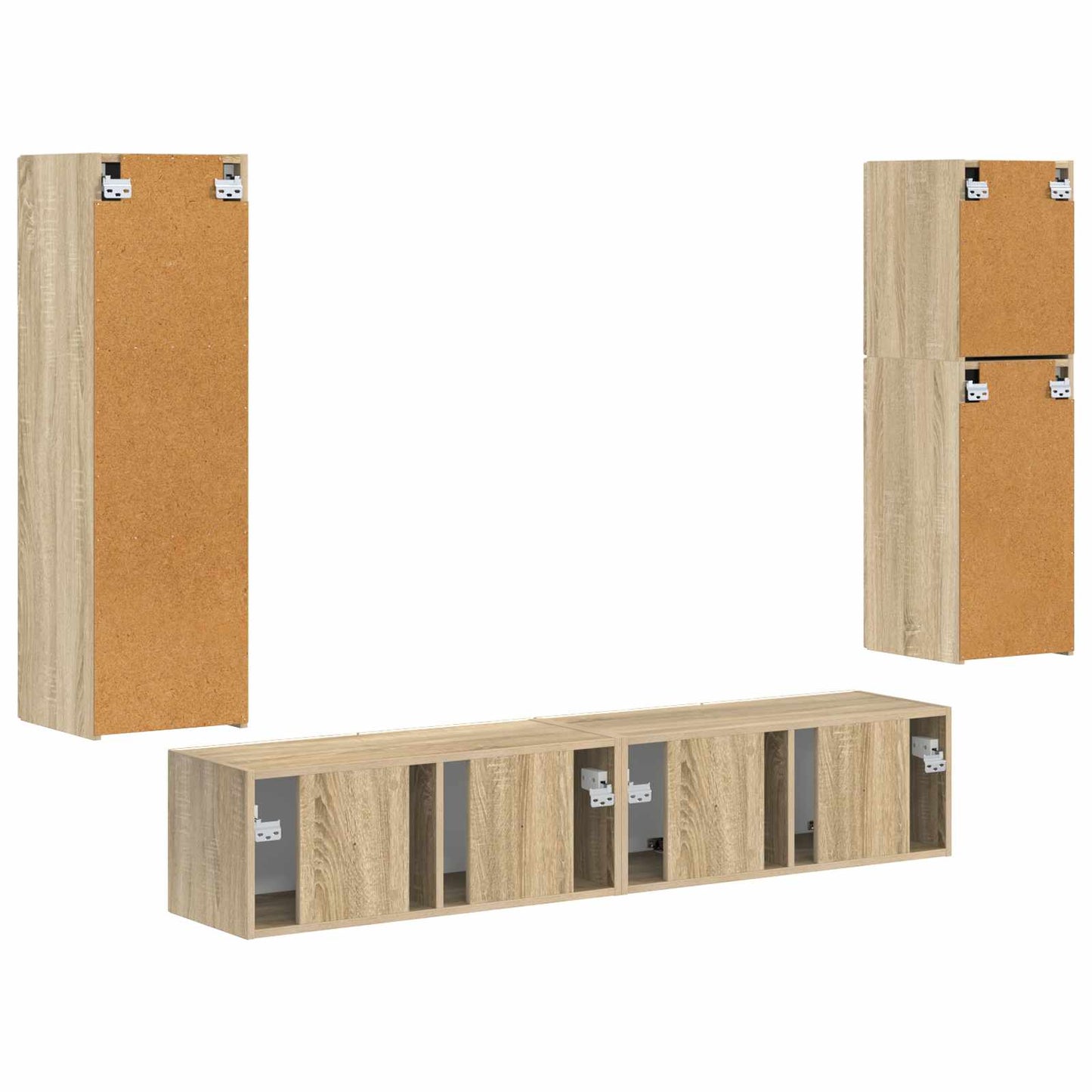 TV-Schrankset Wandmontiert 4 pcs Sonoma-Eiche Holzwerkstoff