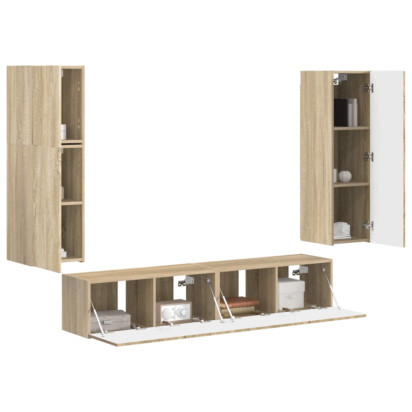 TV-Schrankset Wandmontiert 4 pcs Sonoma-Eiche Holzwerkstoff
