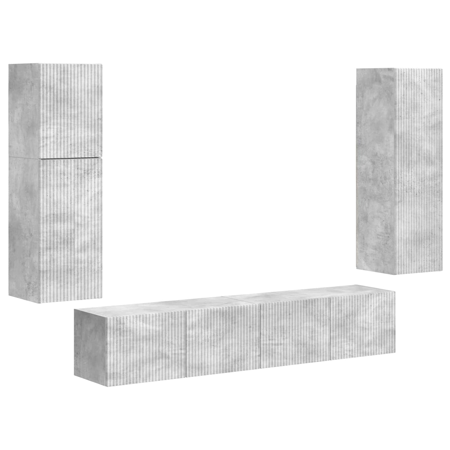 TV-Schrankset Wandmontiert 4 pcs Beton Grau Holzwerkstoff