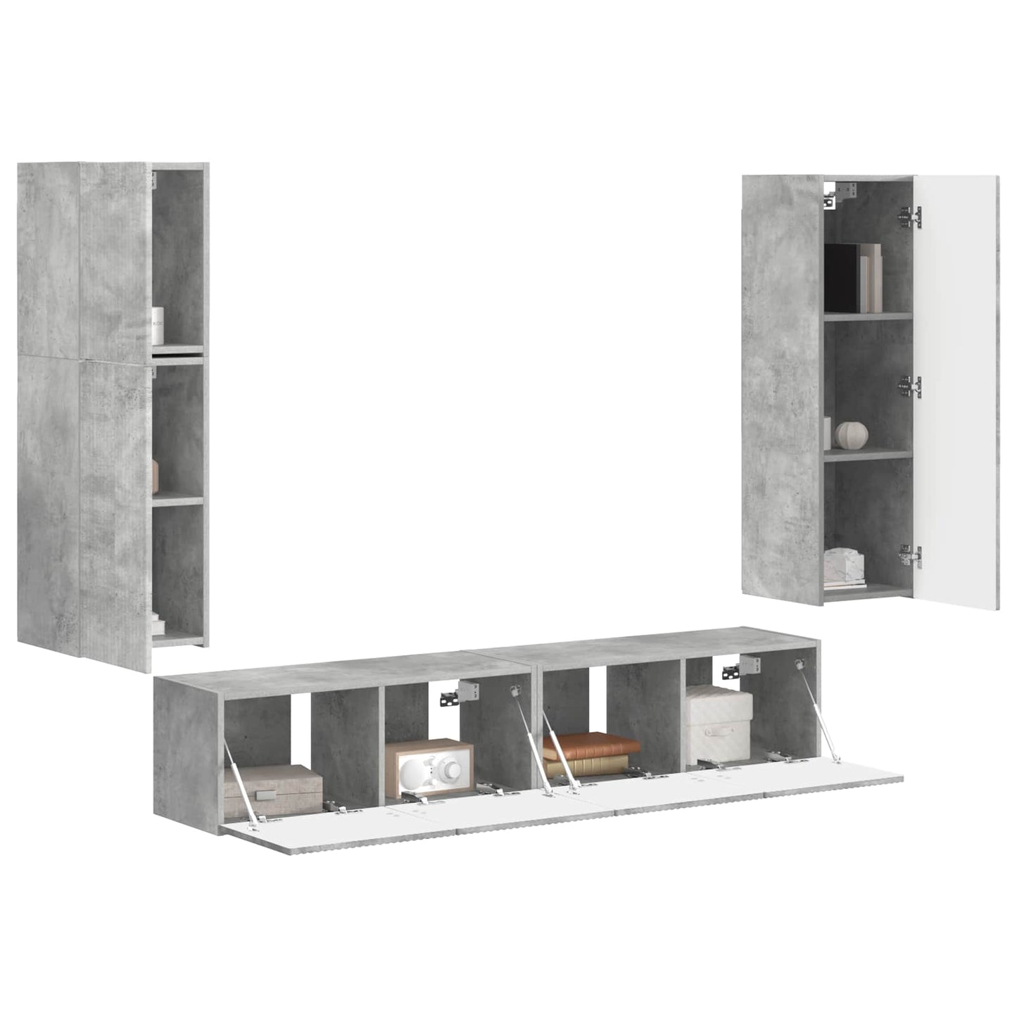 TV-Schrankset Wandmontiert 4 pcs Beton Grau Holzwerkstoff