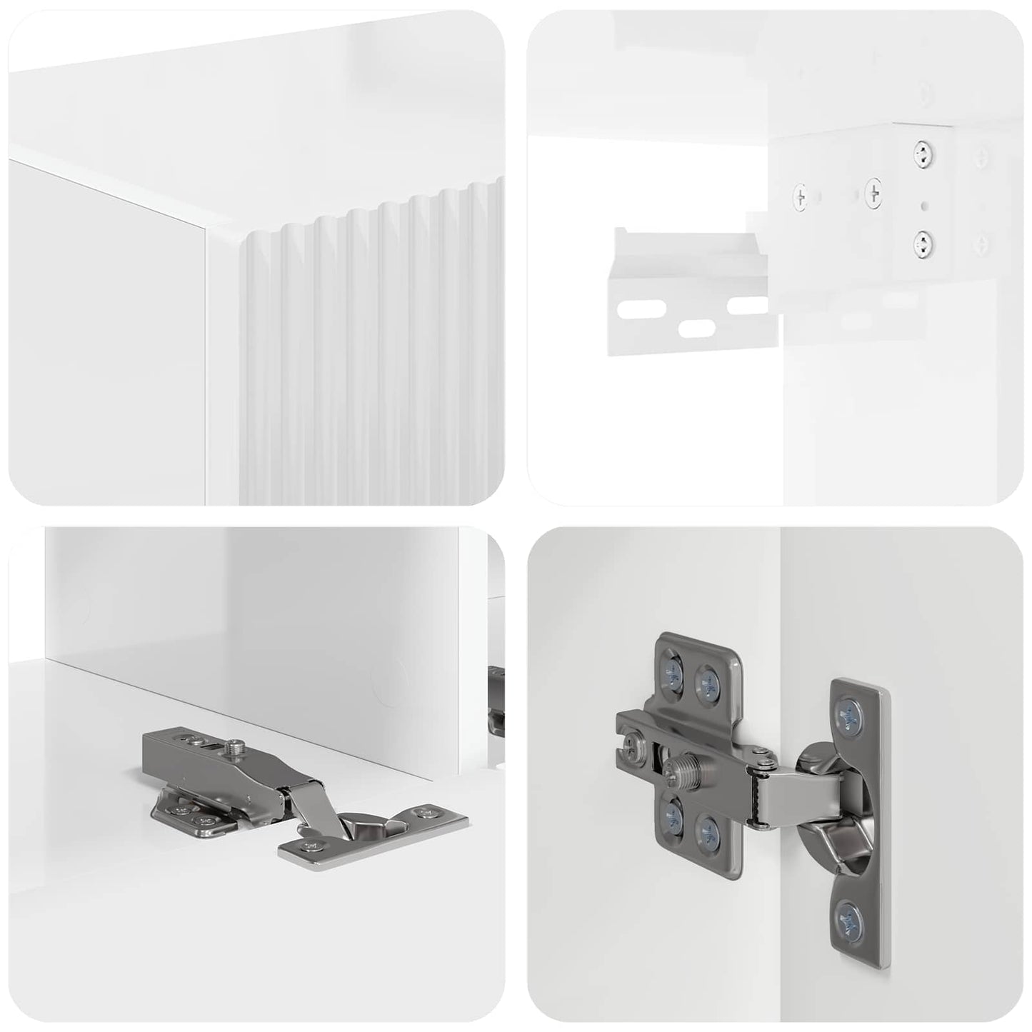 TV-Schrankset Wandmontiert 4 pcs Hochglanz Weiß Holzwerkstoff