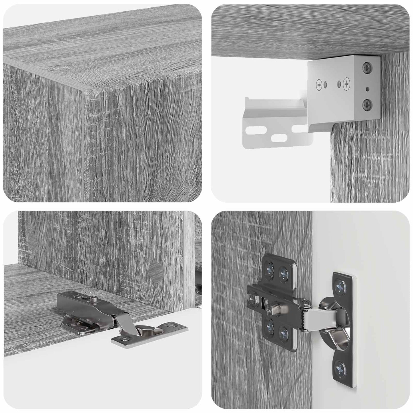 TV-Schrankset Wandmontiert 4 pcs Graues Sonoma Holzwerkstoff