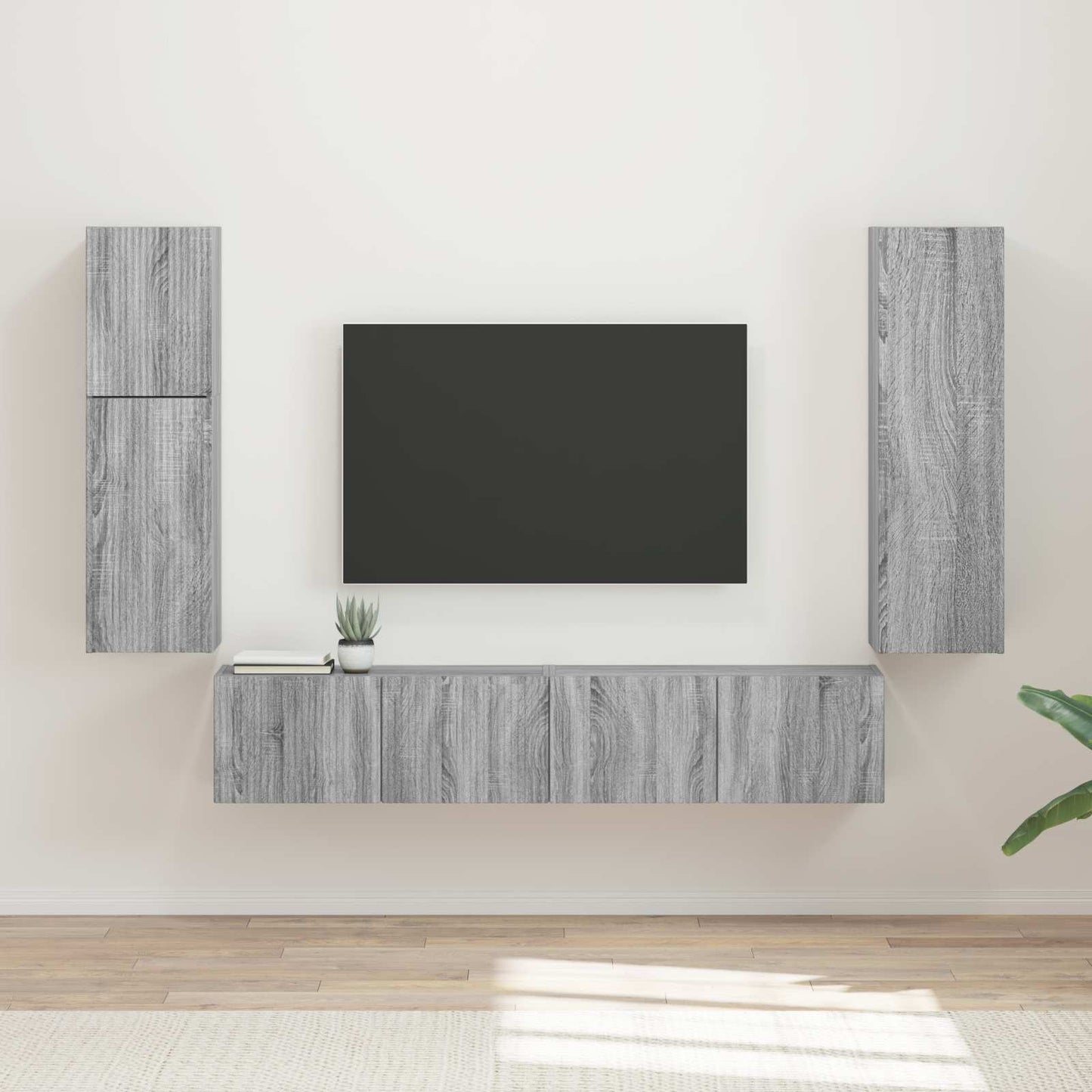 TV-Schrankset Wandmontiert 4 pcs Graues Sonoma Holzwerkstoff