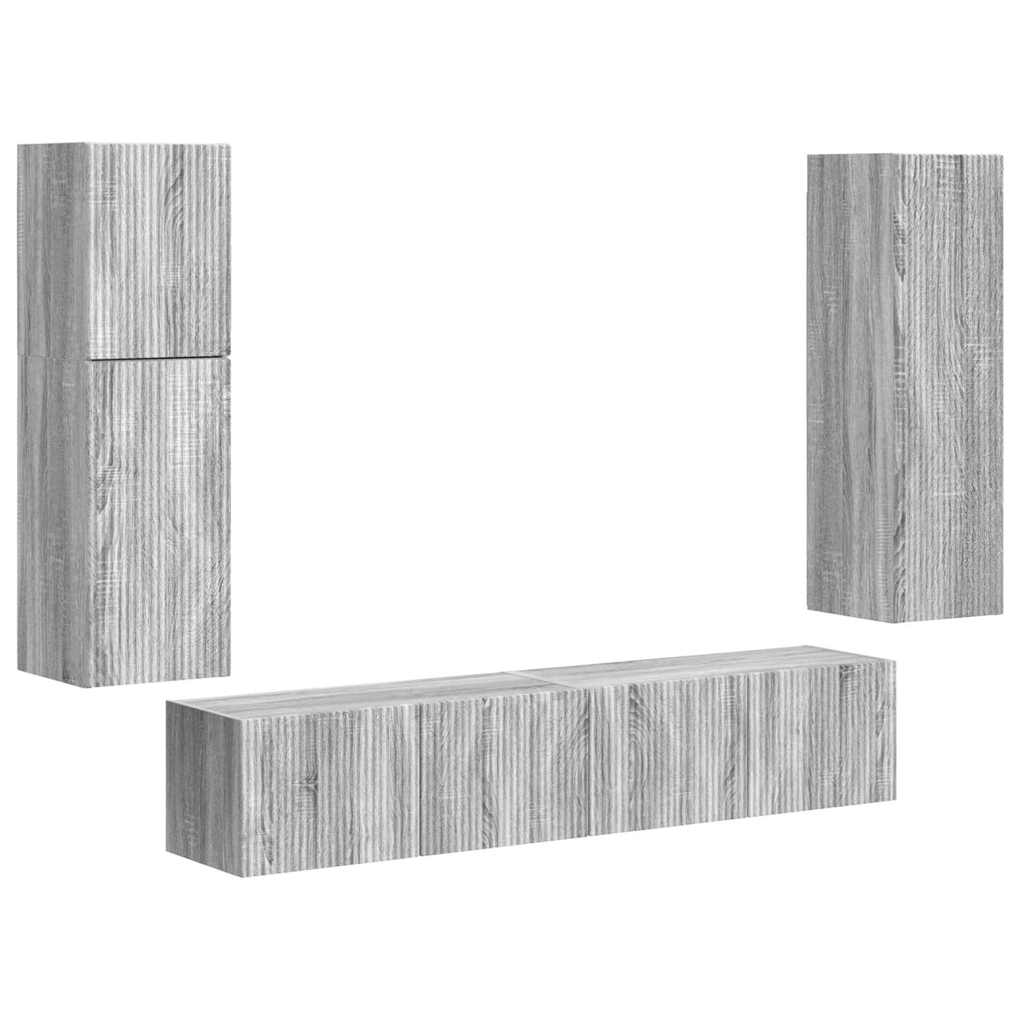 TV-Schrankset Wandmontiert 4 pcs Graues Sonoma Holzwerkstoff