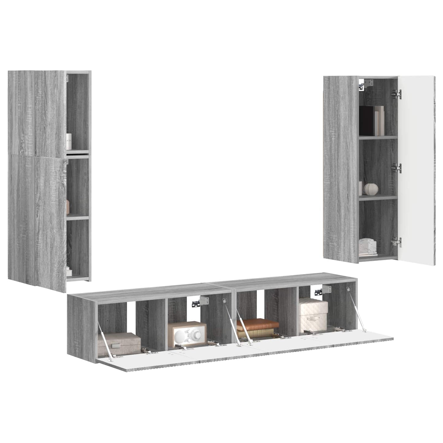 TV-Schrankset Wandmontiert 4 pcs Graues Sonoma Holzwerkstoff