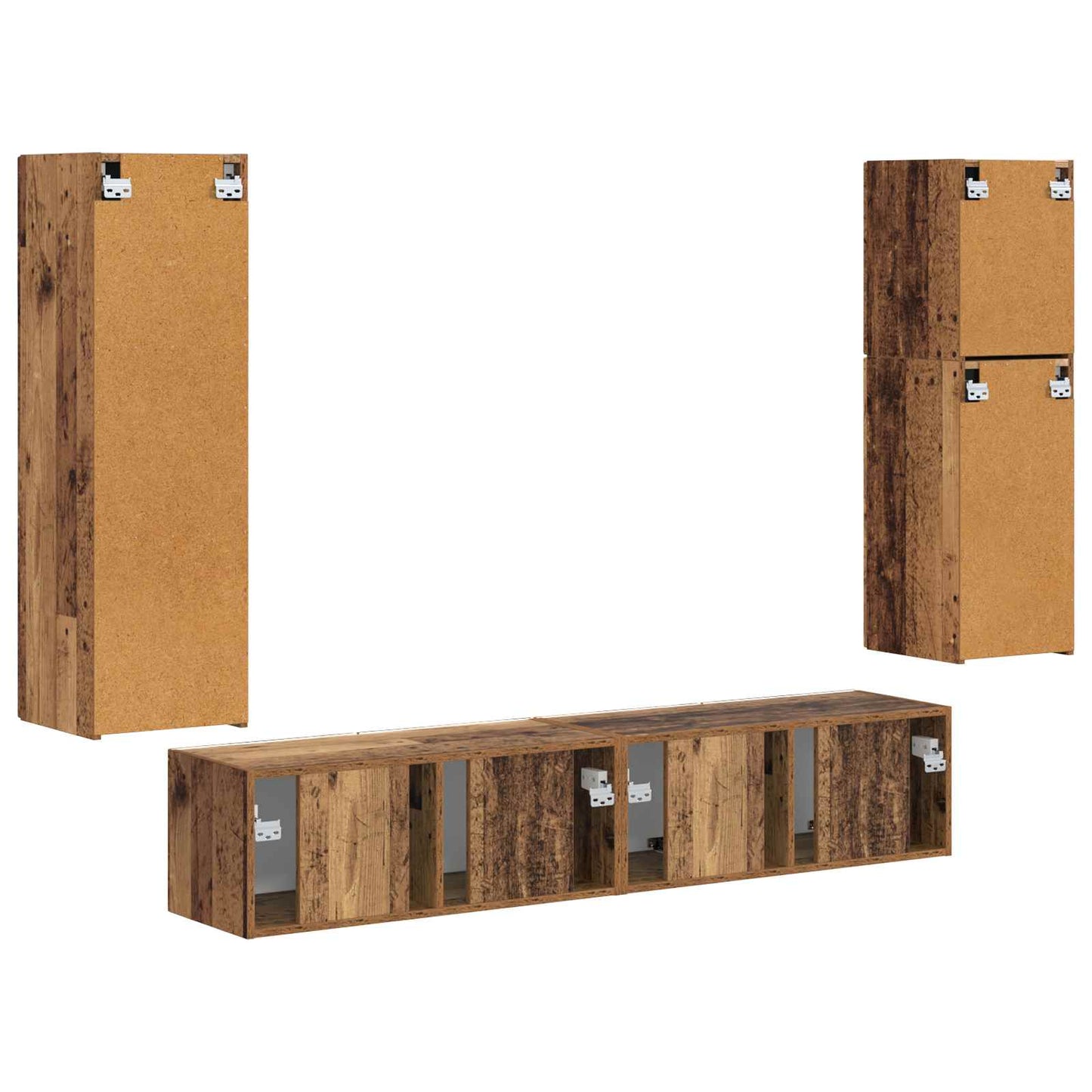 TV-Schrankset Wandmontiert 4 pcs Altholz Holzwerkstoff