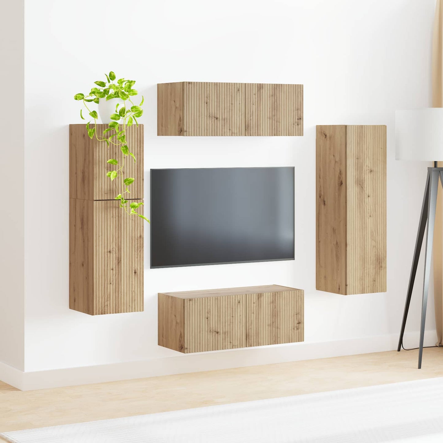 TV-Schrankset Wandmontiert 4 pcs Artisan-Eiche Holzwerkstoff
