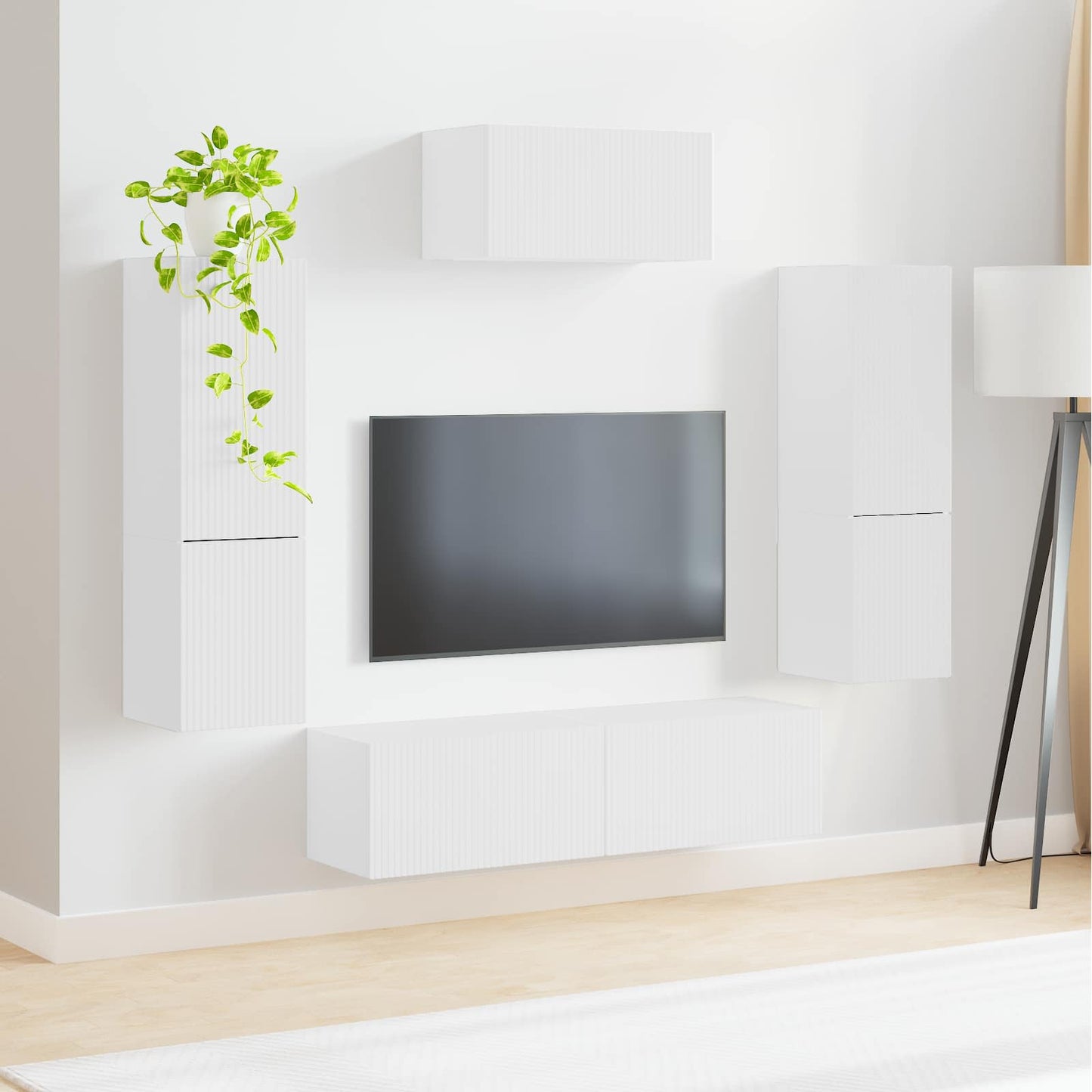 TV-Schrankset Wandmontiert 4 pcs Weiß Holzwerkstoff