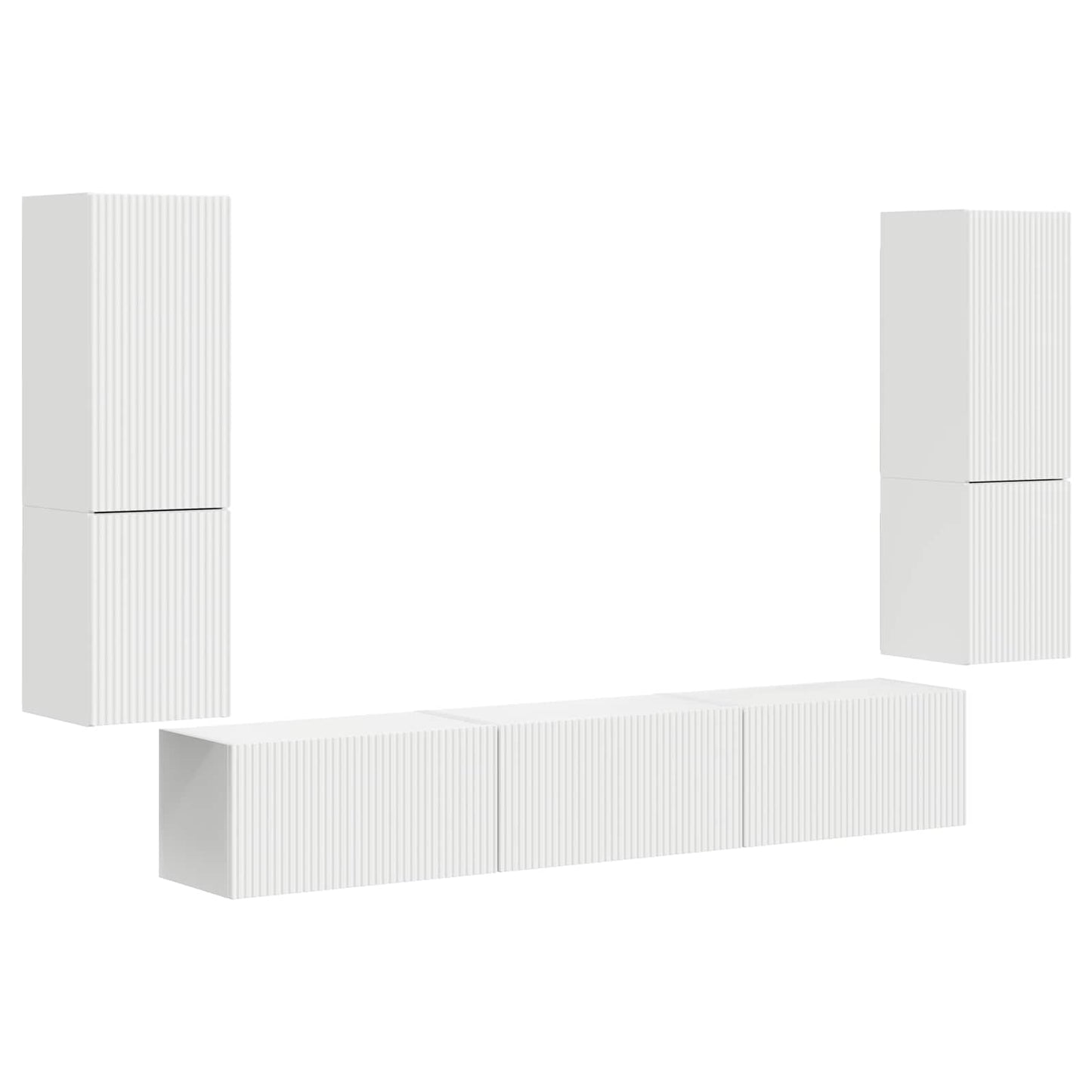 TV-Schrankset Wandmontiert 4 pcs Weiß Holzwerkstoff