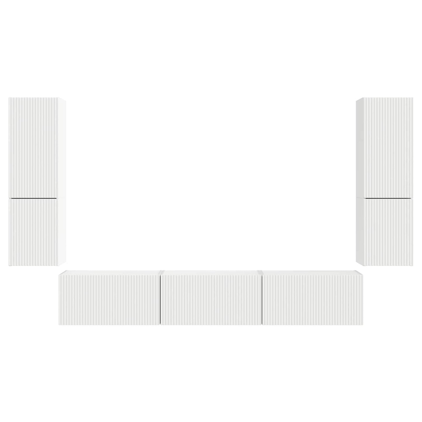 TV-Schrankset Wandmontiert 4 pcs Weiß Holzwerkstoff