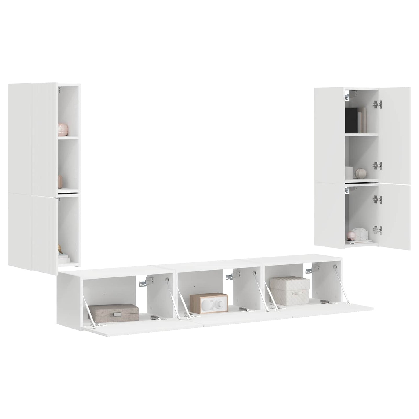 TV-Schrankset Wandmontiert 4 pcs Weiß Holzwerkstoff