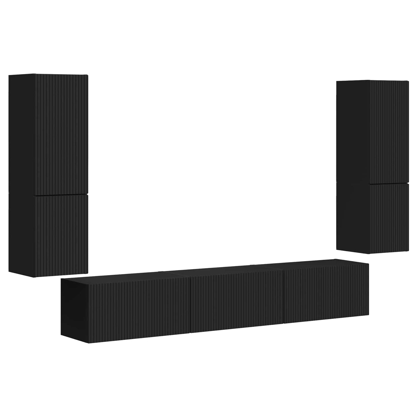 TV-Schrankset Wandmontiert 4 pcs Schwarz Holzwerkstoff