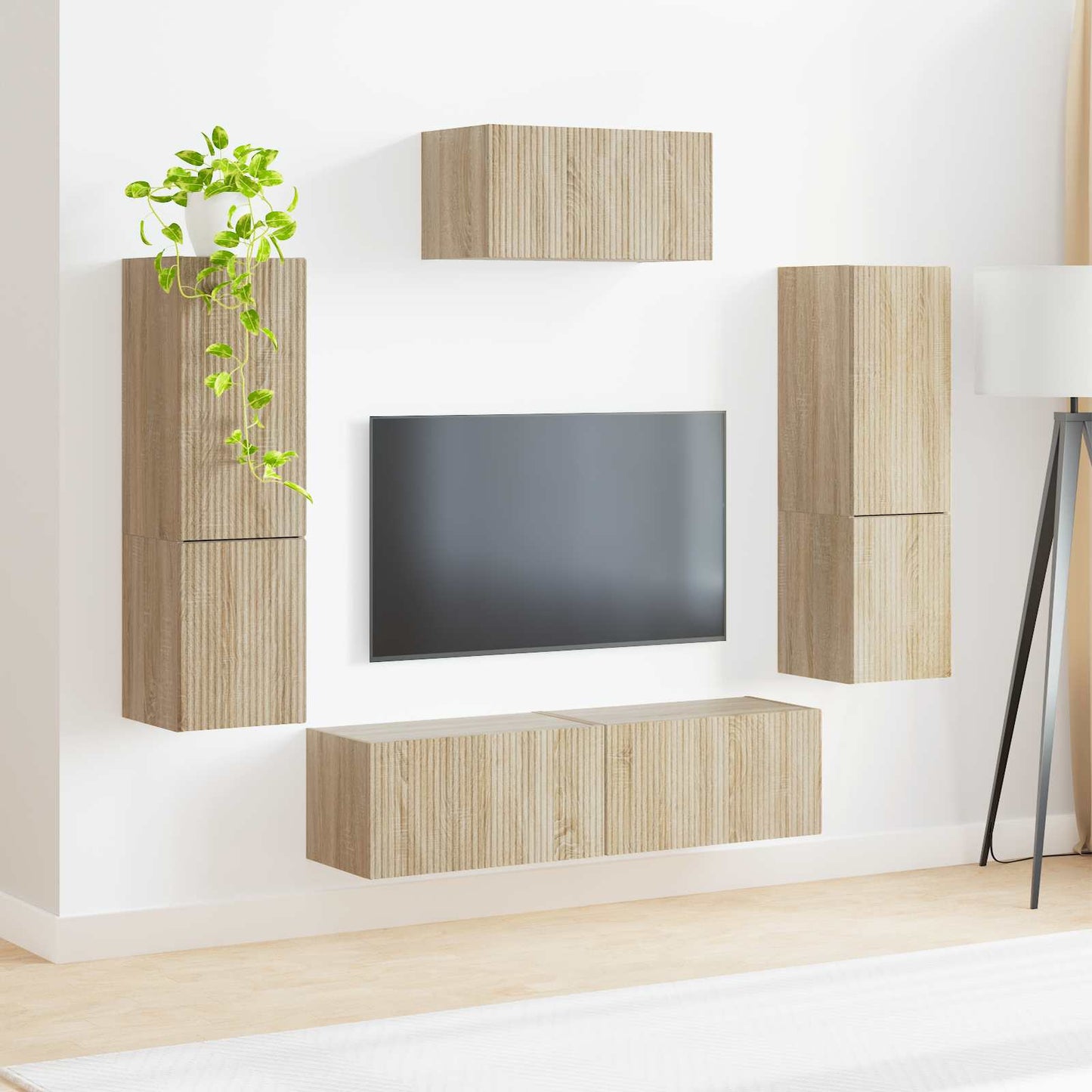 TV-Schrankset Wandmontiert 4 pcs Sonoma-Eiche Holzwerkstoff