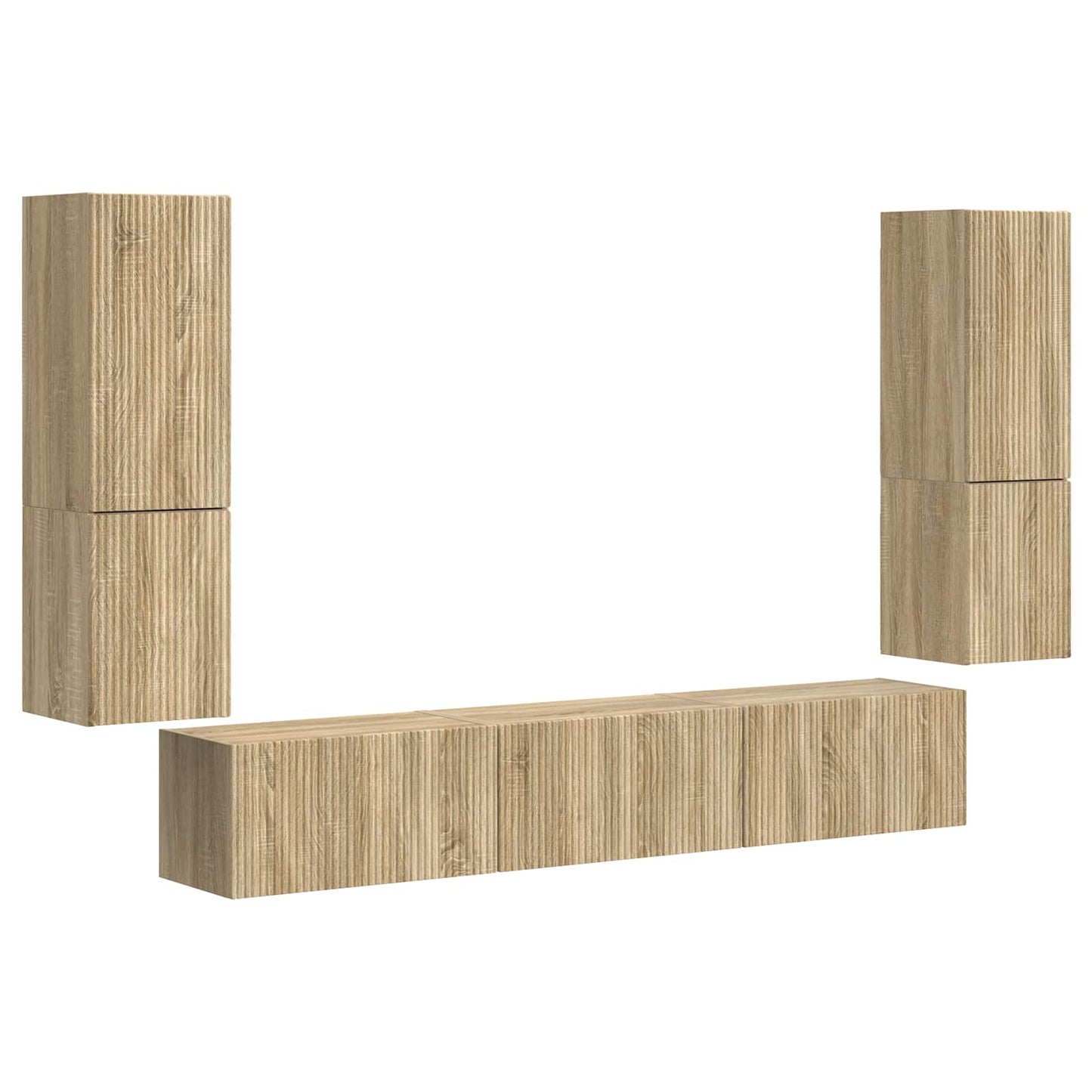 TV-Schrankset Wandmontiert 4 pcs Sonoma-Eiche Holzwerkstoff