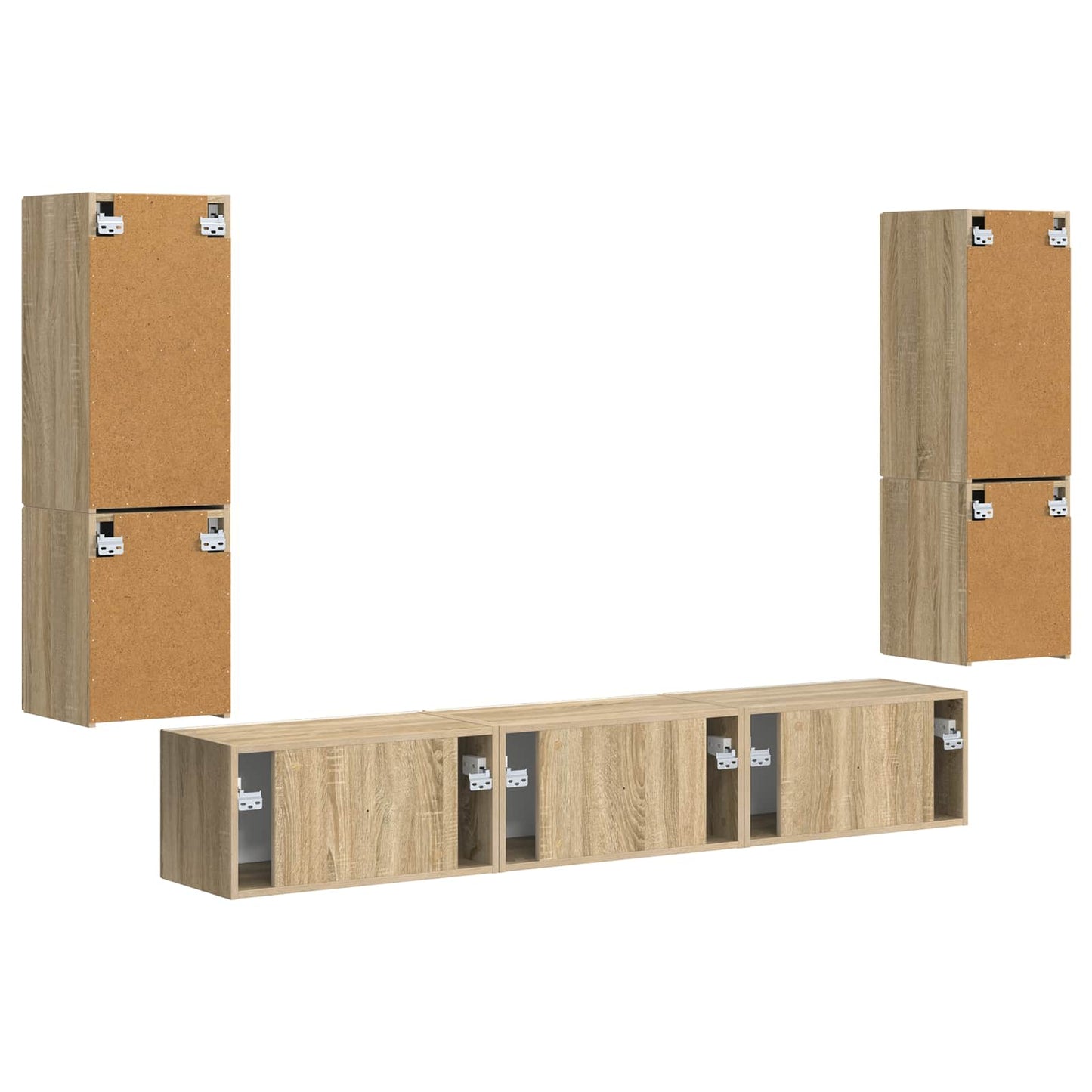 TV-Schrankset Wandmontiert 4 pcs Sonoma-Eiche Holzwerkstoff