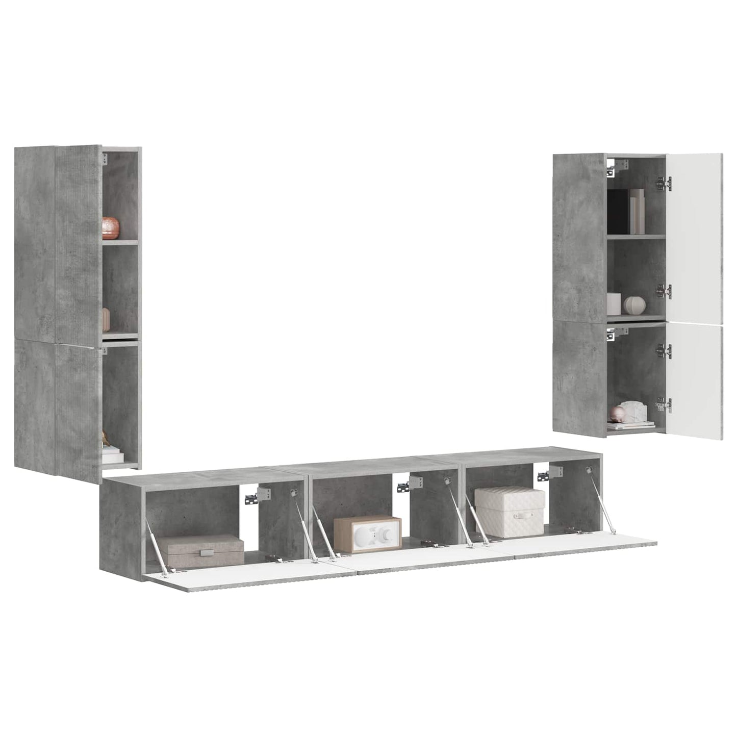 TV-Schrankset Wandmontiert 4 pcs Beton Grau Holzwerkstoff