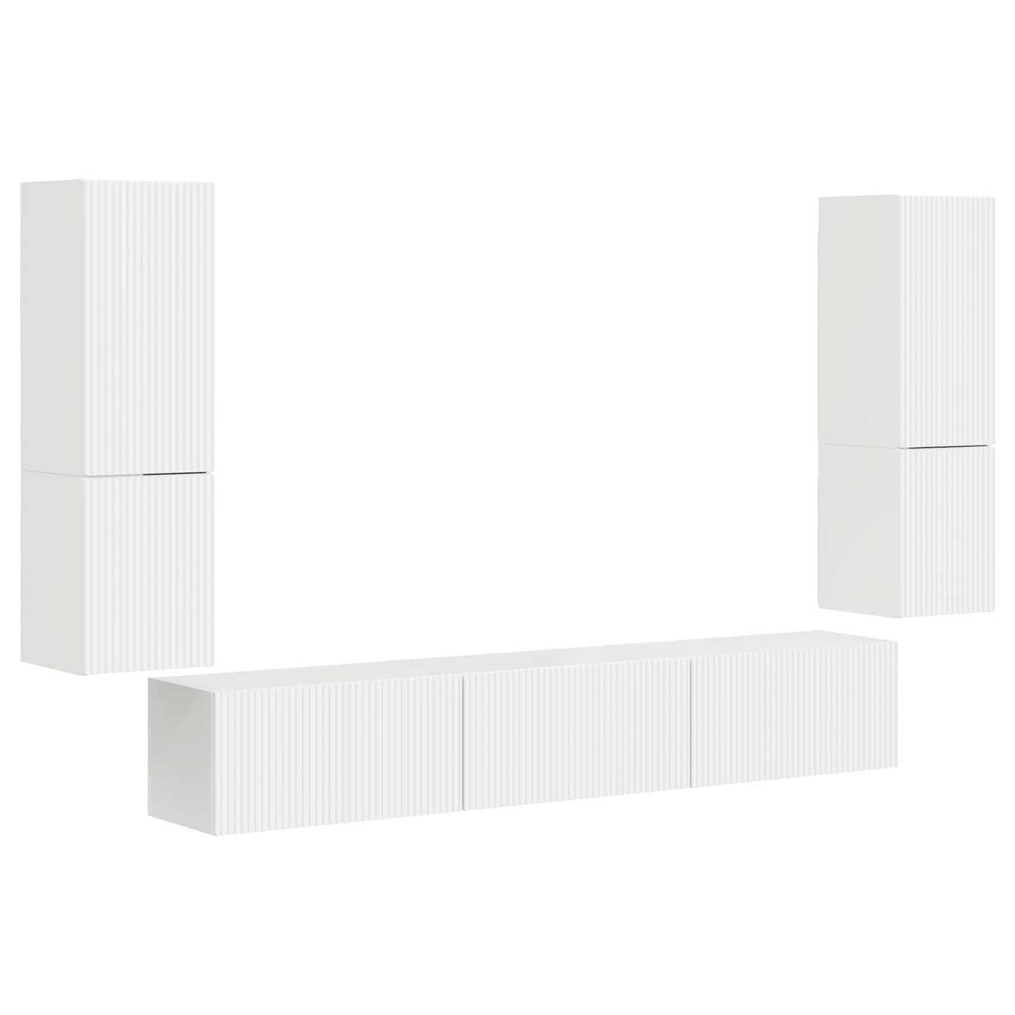 TV-Schrankset Wandmontiert 4 pcs Hochglanz Weiß Holzwerkstoff
