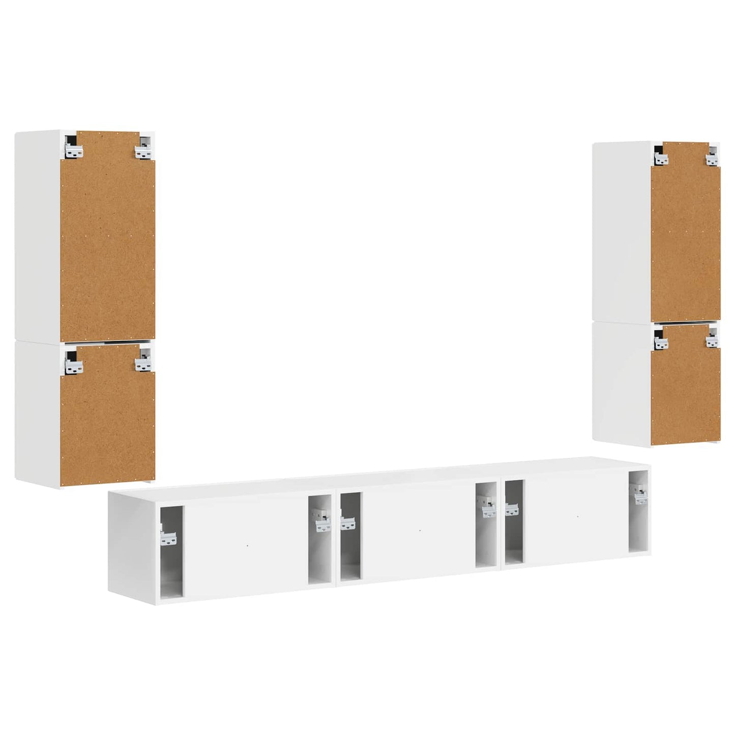 TV-Schrankset Wandmontiert 4 pcs Hochglanz Weiß Holzwerkstoff