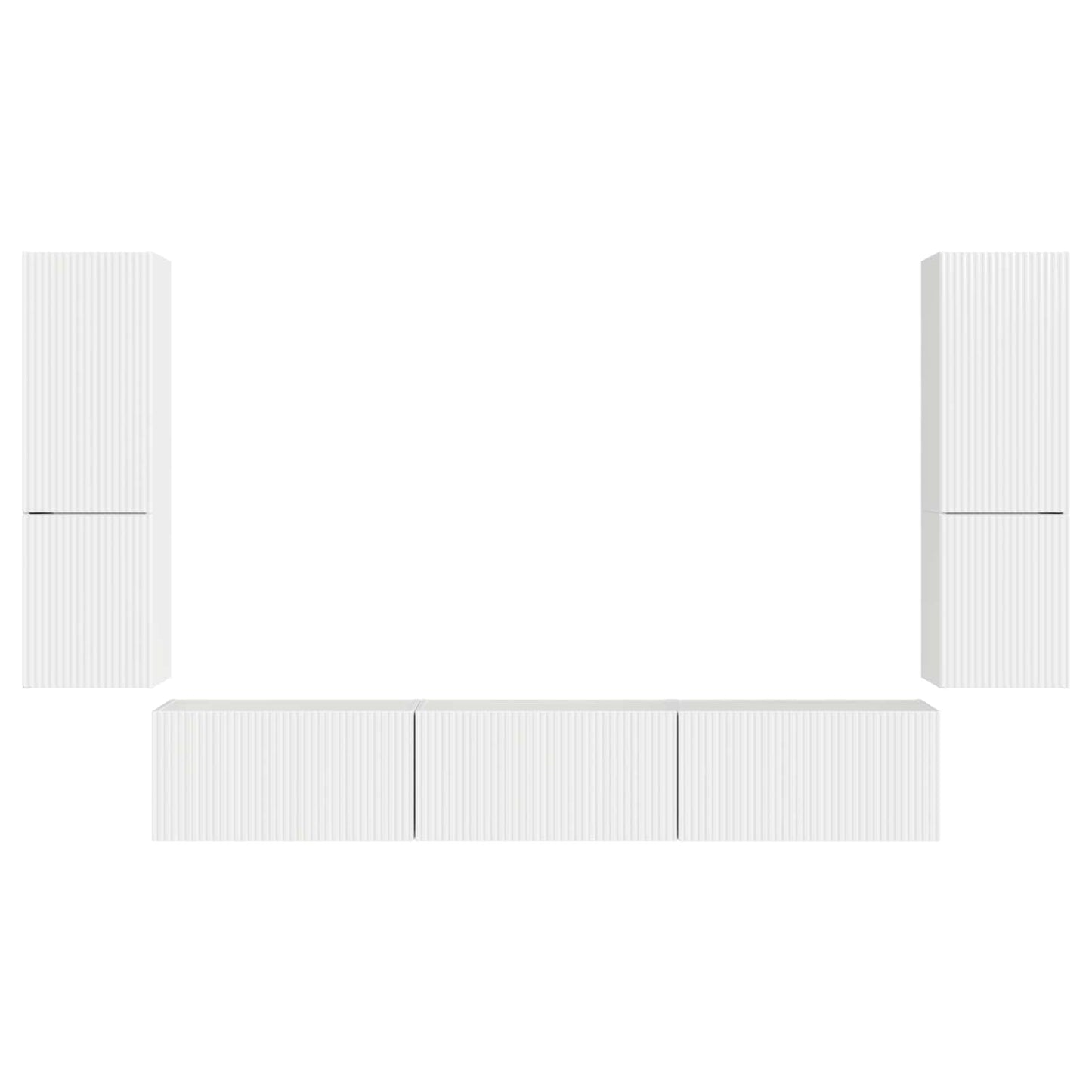 TV-Schrankset Wandmontiert 4 pcs Hochglanz Weiß Holzwerkstoff