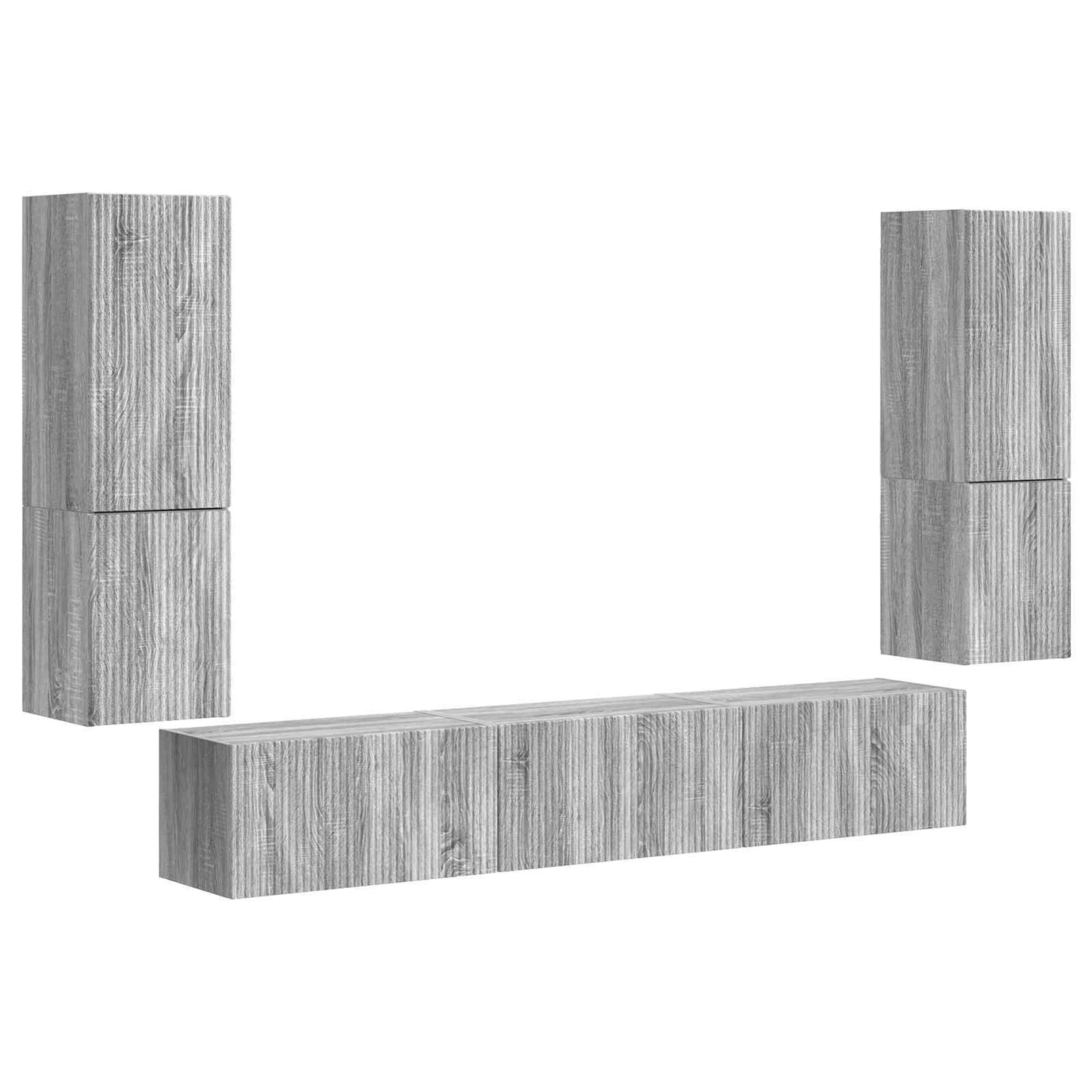 TV-Schrankset Wandmontiert 4 pcs Graues Sonoma Holzwerkstoff