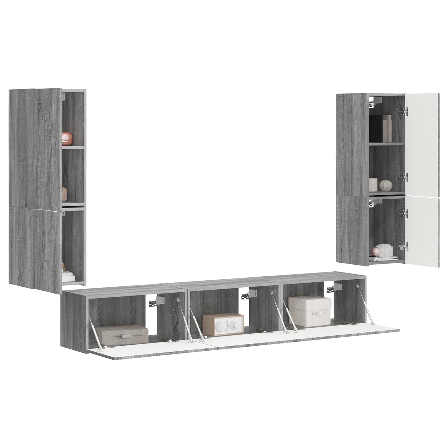 TV-Schrankset Wandmontiert 4 pcs Graues Sonoma Holzwerkstoff