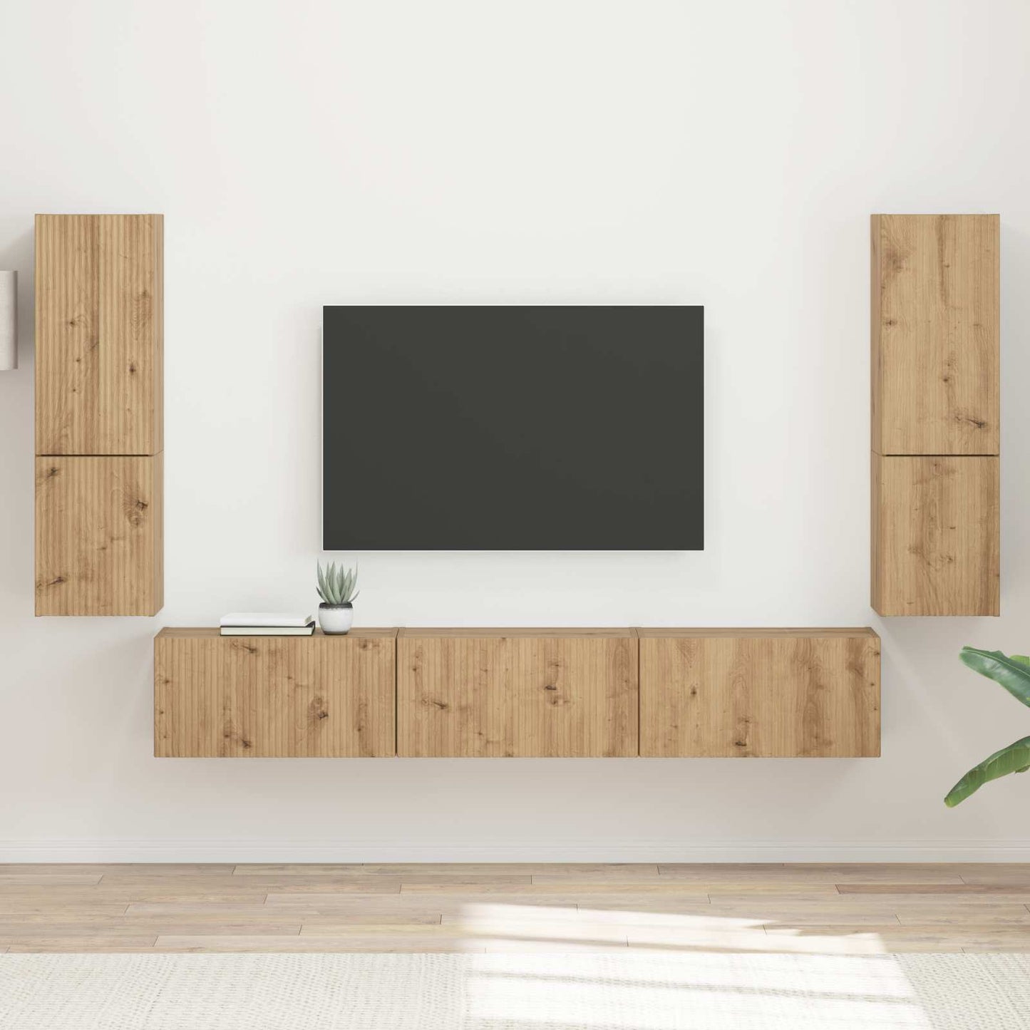 TV-Schrankset Wandmontiert 4 pcs Artisan-Eiche Holzwerkstoff