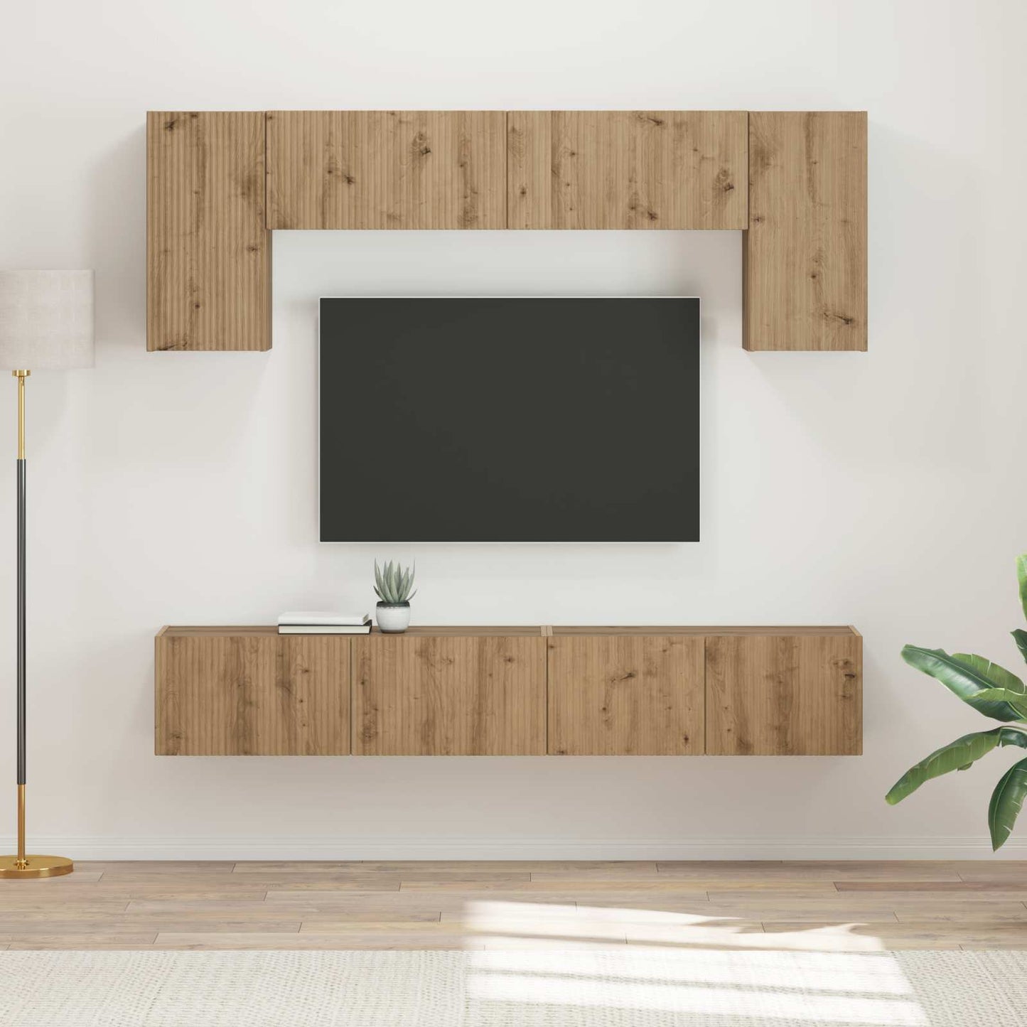 TV-Schrankset Wandmontiert 5 pcs Sonoma-Eiche Holzwerkstoff