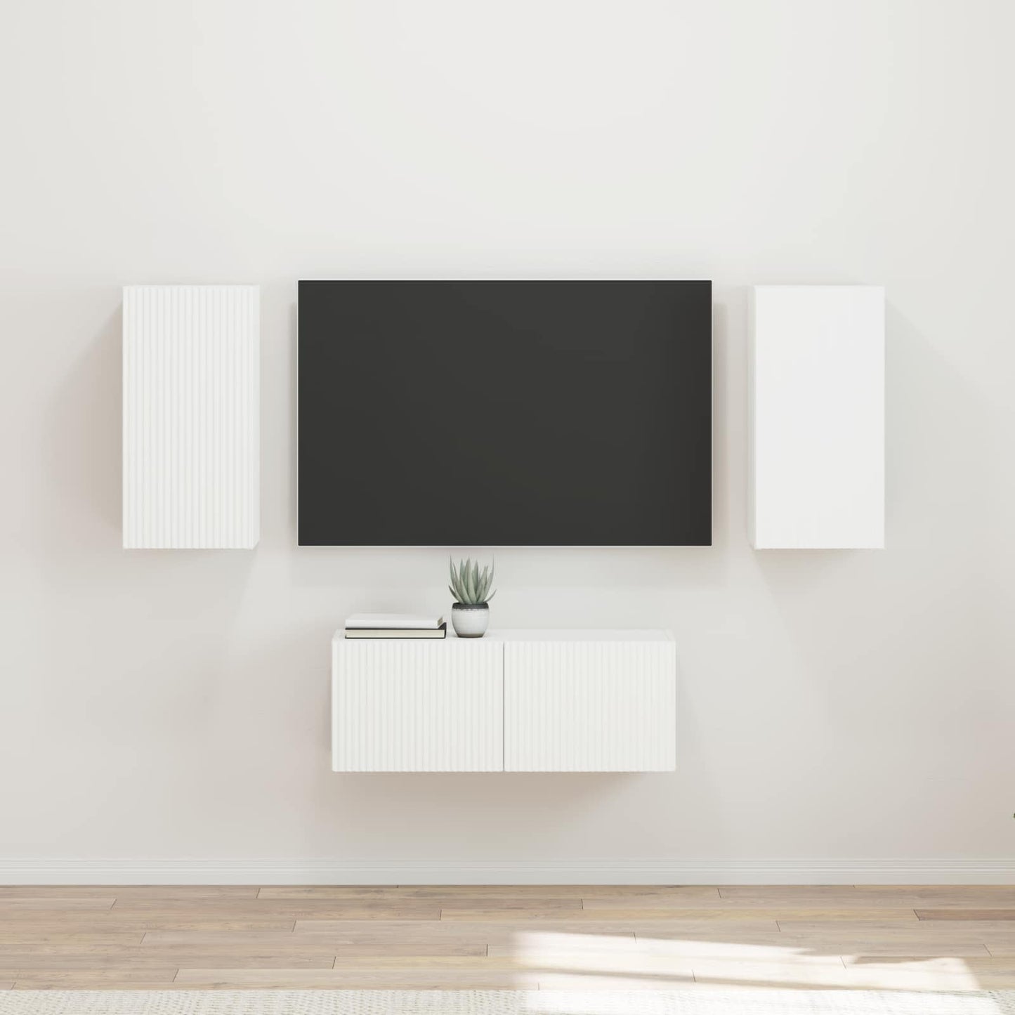TV-Schrankset Wandmontiert 6 pcs Weiß Holzwerkstoff