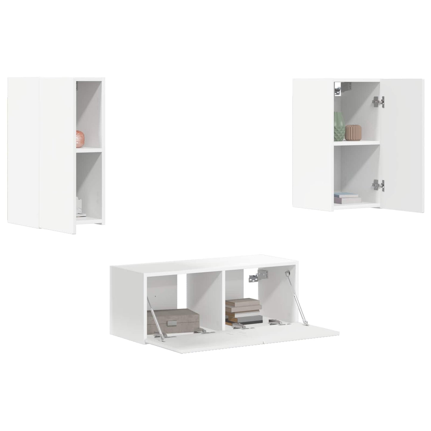 TV-Schrankset Wandmontiert 6 pcs Weiß Holzwerkstoff